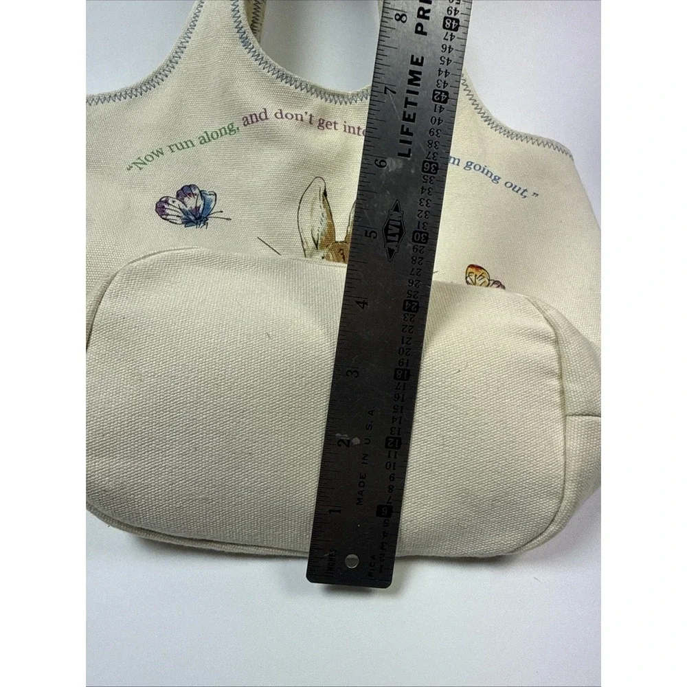 Beatrix Potter Peter Rabbit Lined Canvas Tote Bunny Pom Pom Tail‎ Small Handbag